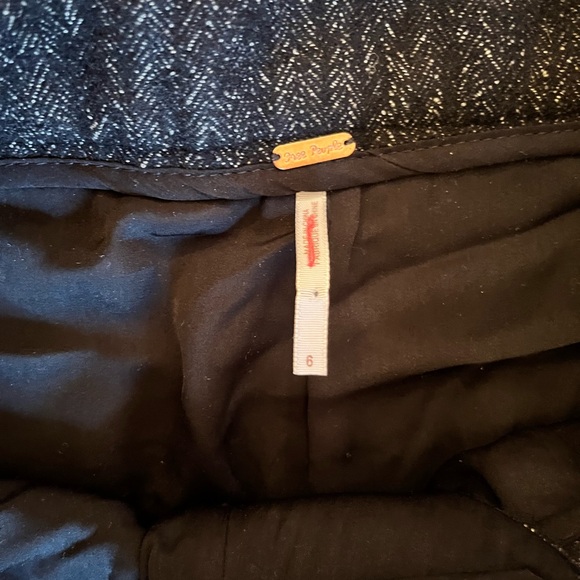 Free People Black Tweed Wide-Leg Wool Pants - Picture 3 of 9